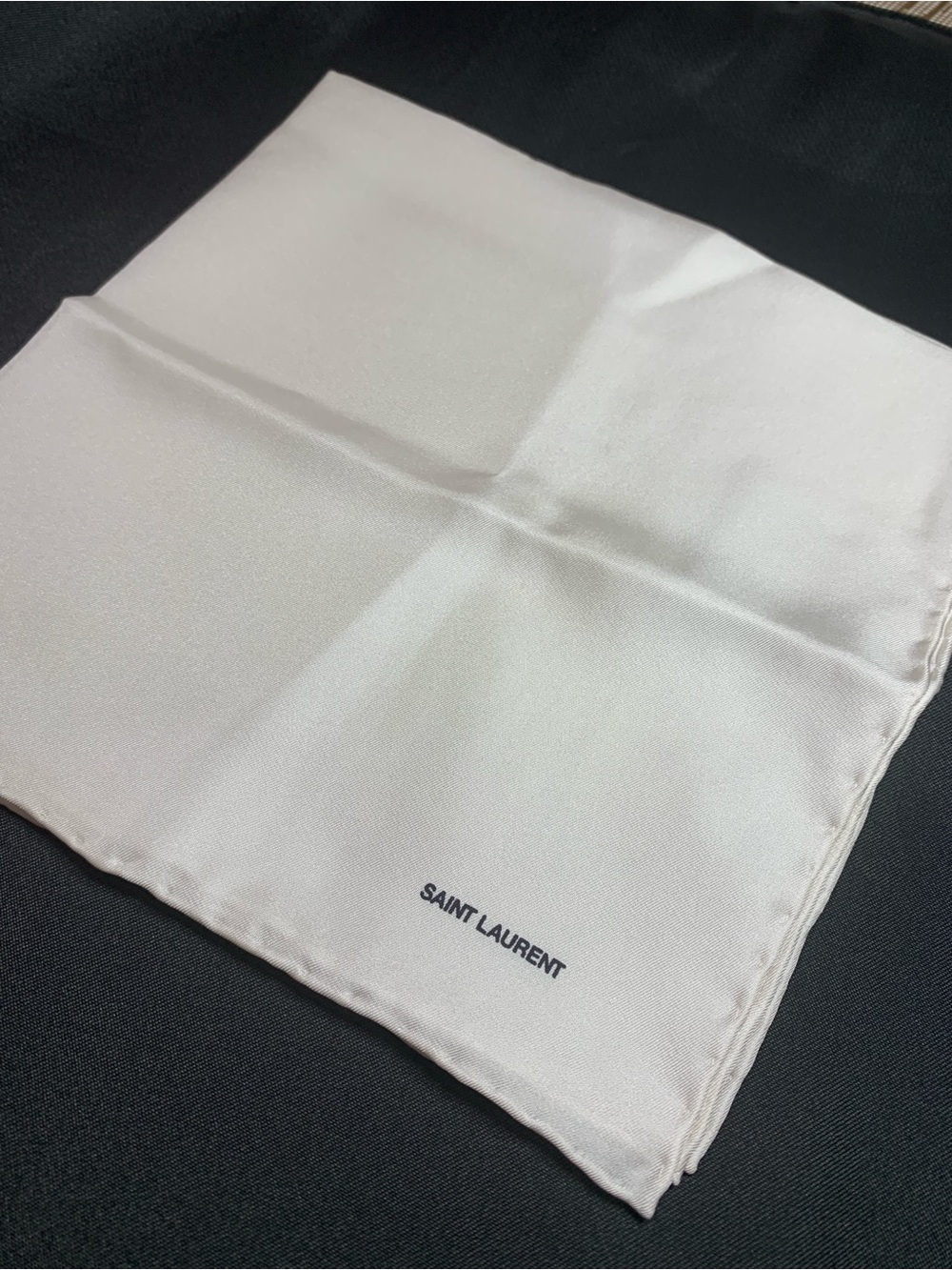 Saint Laurent Men's Cream Silk Pocket Square